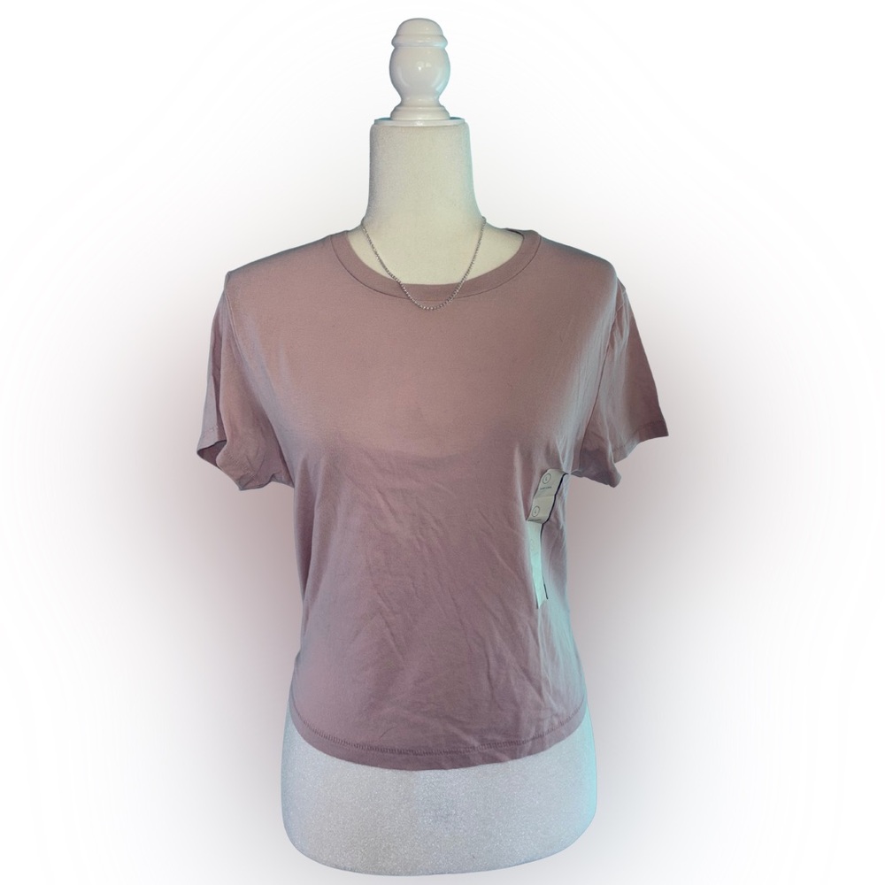 Universal Thread Dusty Pink Mauve Short Sleeve Cropped Tee Crew Neck NWT Size L